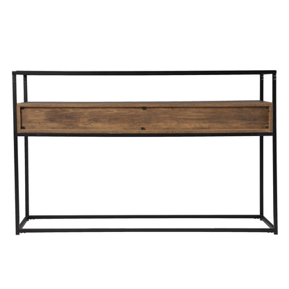 48" Clear and Black Glass Frame Console Table With Storage With Storage