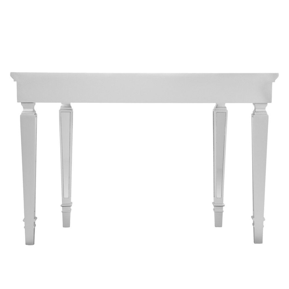 45" Silver Mirrored Glass and Wood Free Form Console Table