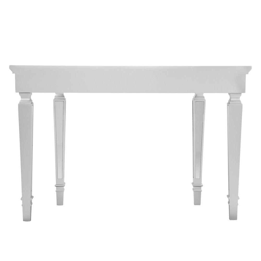 45" Silver Mirrored Glass and Wood Free Form Console Table