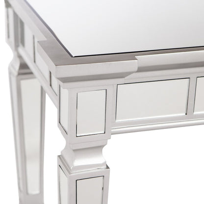 45" Silver Mirrored Glass and Wood Free Form Console Table