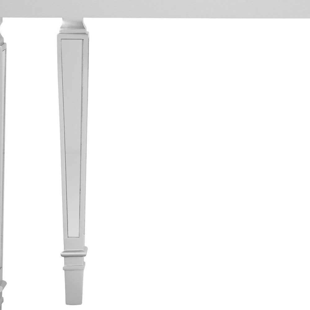 45" Silver Mirrored Glass and Wood Free Form Console Table