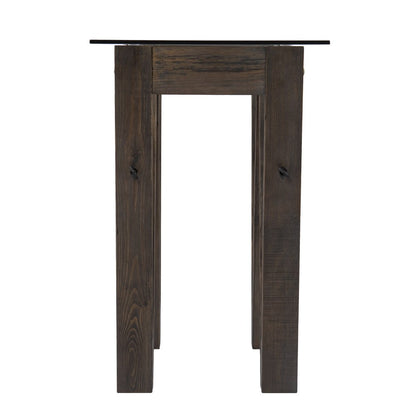 46" Clear Gray and Brown Glass and Solid Wood Abstract Console Table