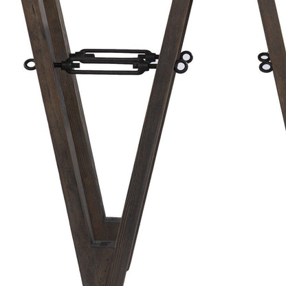 46" Clear Gray and Brown Glass and Solid Wood Abstract Console Table