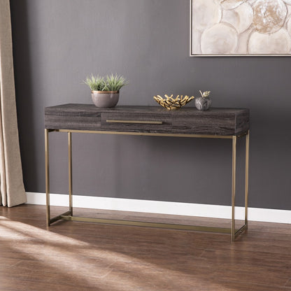 48" Gray and Gold Frame Console Table And Drawers