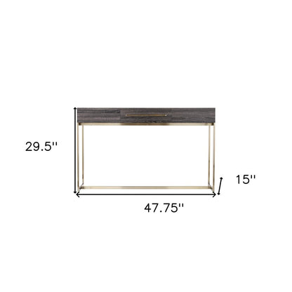 48" Gray and Gold Frame Console Table And Drawers
