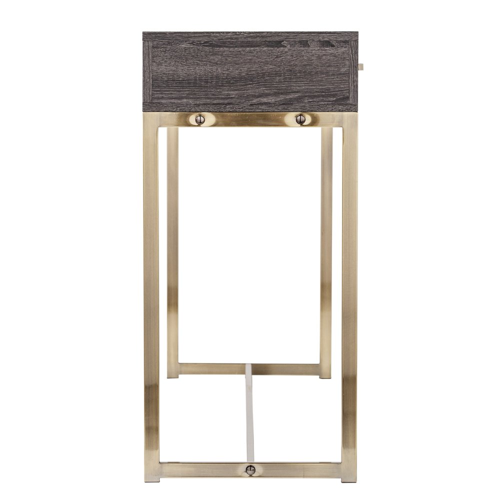 48" Gray and Gold Frame Console Table And Drawers