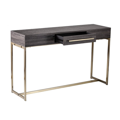 48" Gray and Gold Wood and Metal Frame Console Table With Drawer