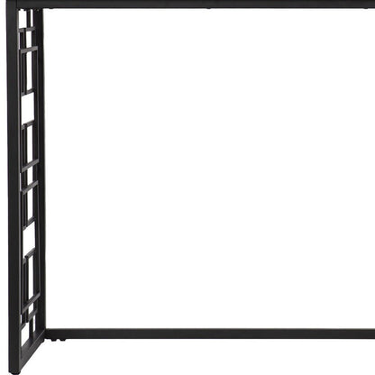42" White and Black Glass and Metal Sled Console Table
