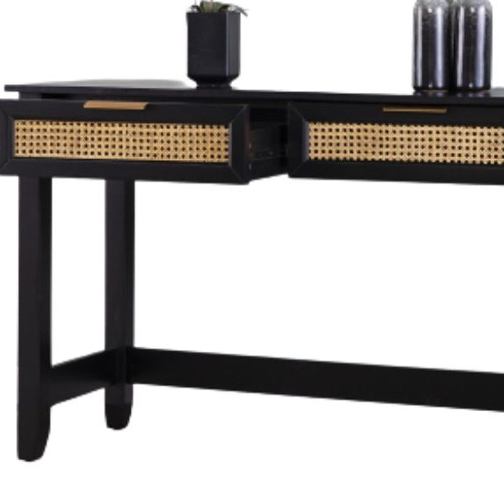 48" Black Console Table And Drawers