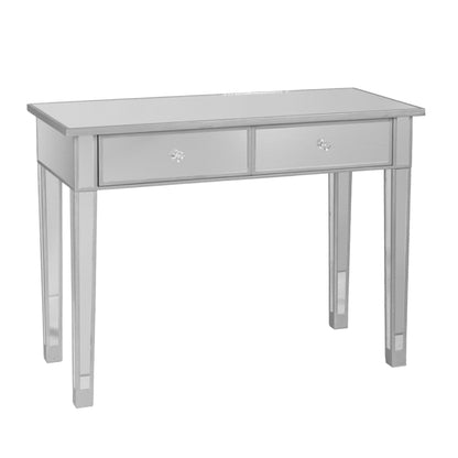 40" Silver Mirrored Glass Console Table And Drawers