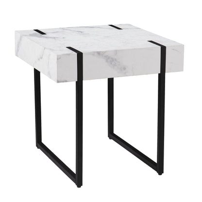 20" White Manufactured Wood And Iron Square End Table