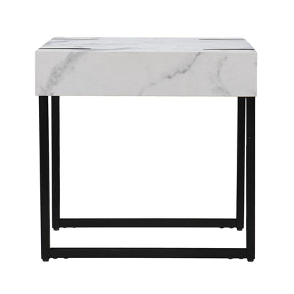 20" White Manufactured Wood And Iron Square End Table