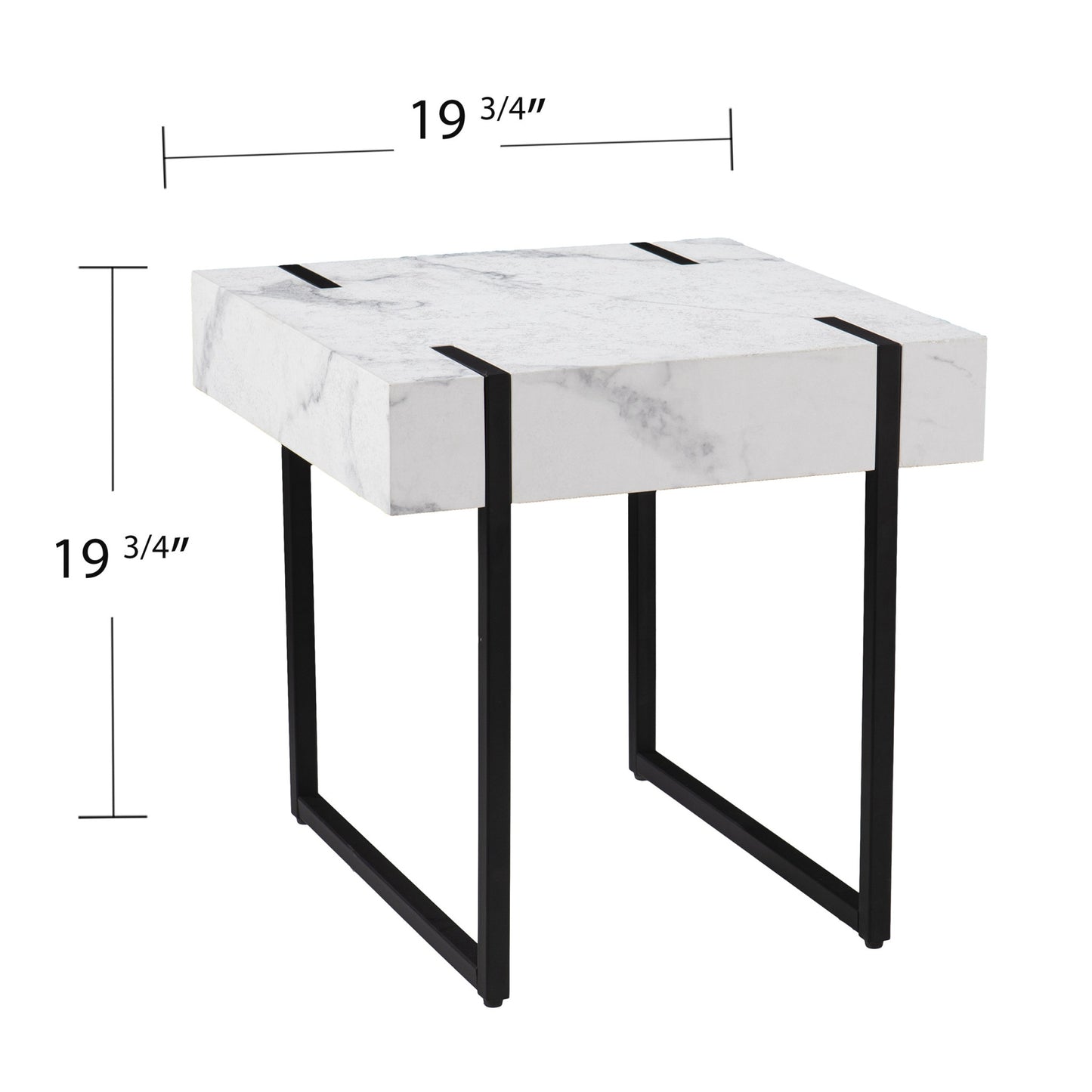 20" White Manufactured Wood And Iron Square End Table