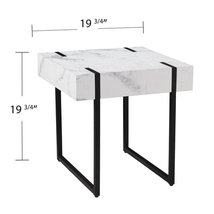 20" White Manufactured Wood And Iron Square End Table