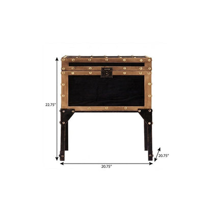 23" Black Manufactured Wood And Iron Square End Table