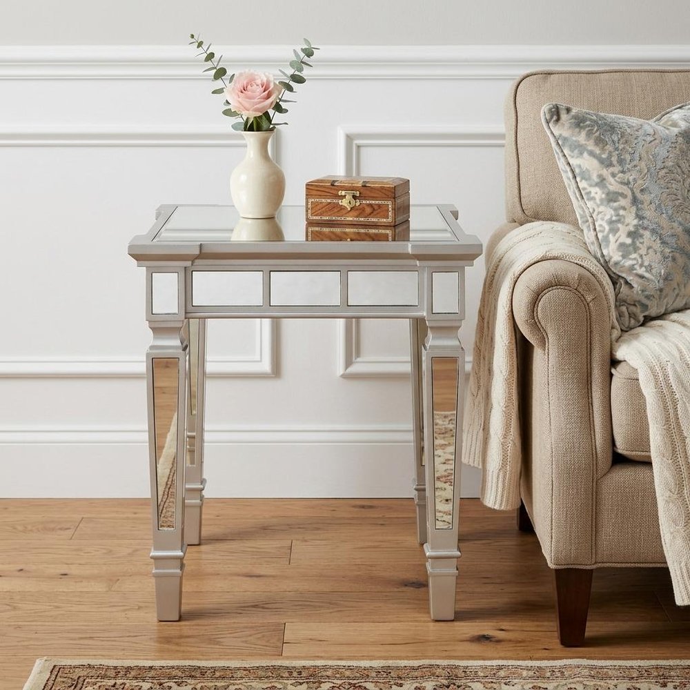 24" Silver Glass Square End Table