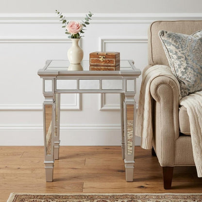 24" Silver Glass Square End Table