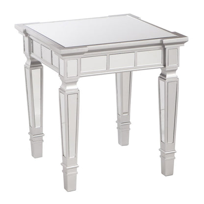 24" Silver Glass And Wood Square End Table