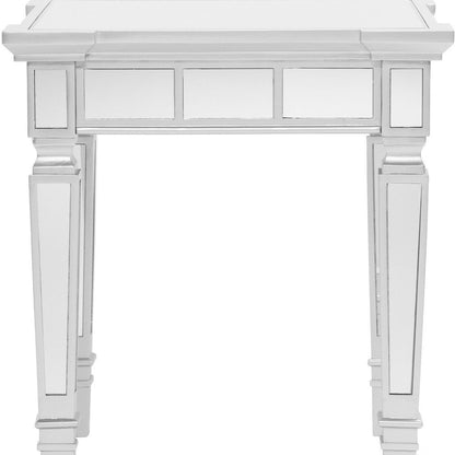 24" Silver Glass And Wood Square End Table