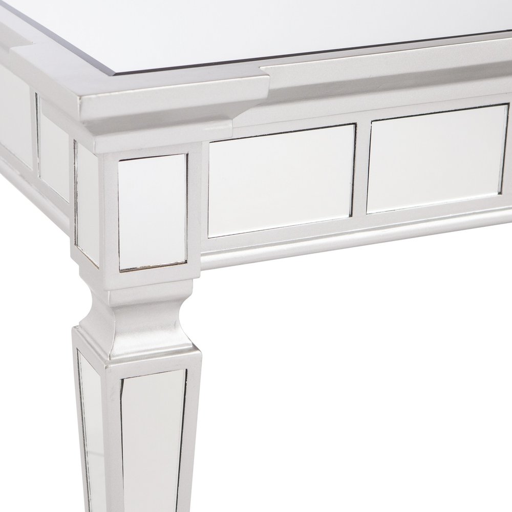 24" Silver Glass And Wood Square End Table