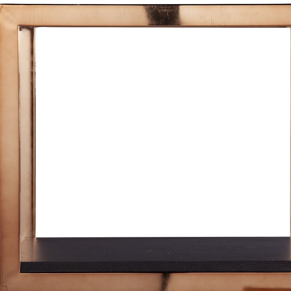 22" Champagne Glass And Iron Square Block End Table With Shelf