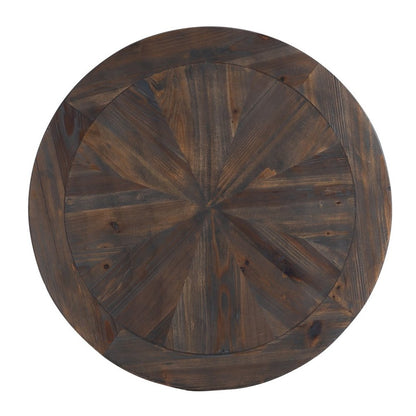 24" Natural Solid Wood And Iron Round Sled End Table