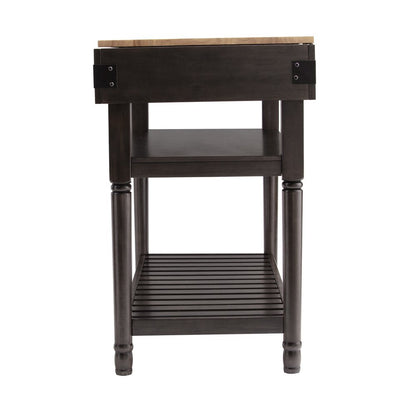 Brown and Natural 48" Kitchen Island With Storage