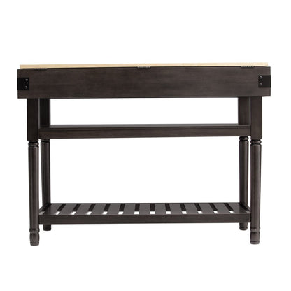 Brown and Natural 48" Kitchen Island With Storage
