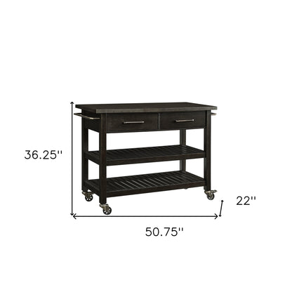 Brown 51" Rolling Kitchen Island With Storage