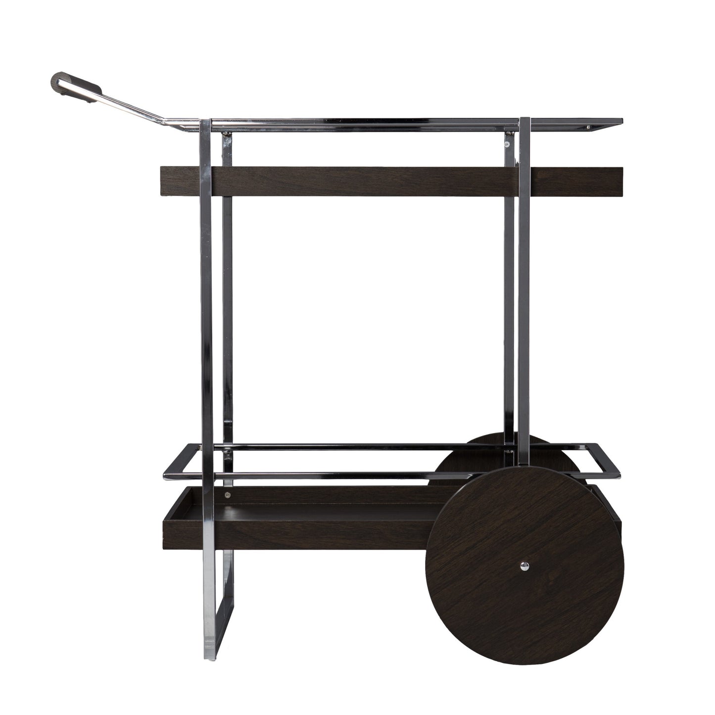 Brown and Silver Iron Rolling Bar Cart