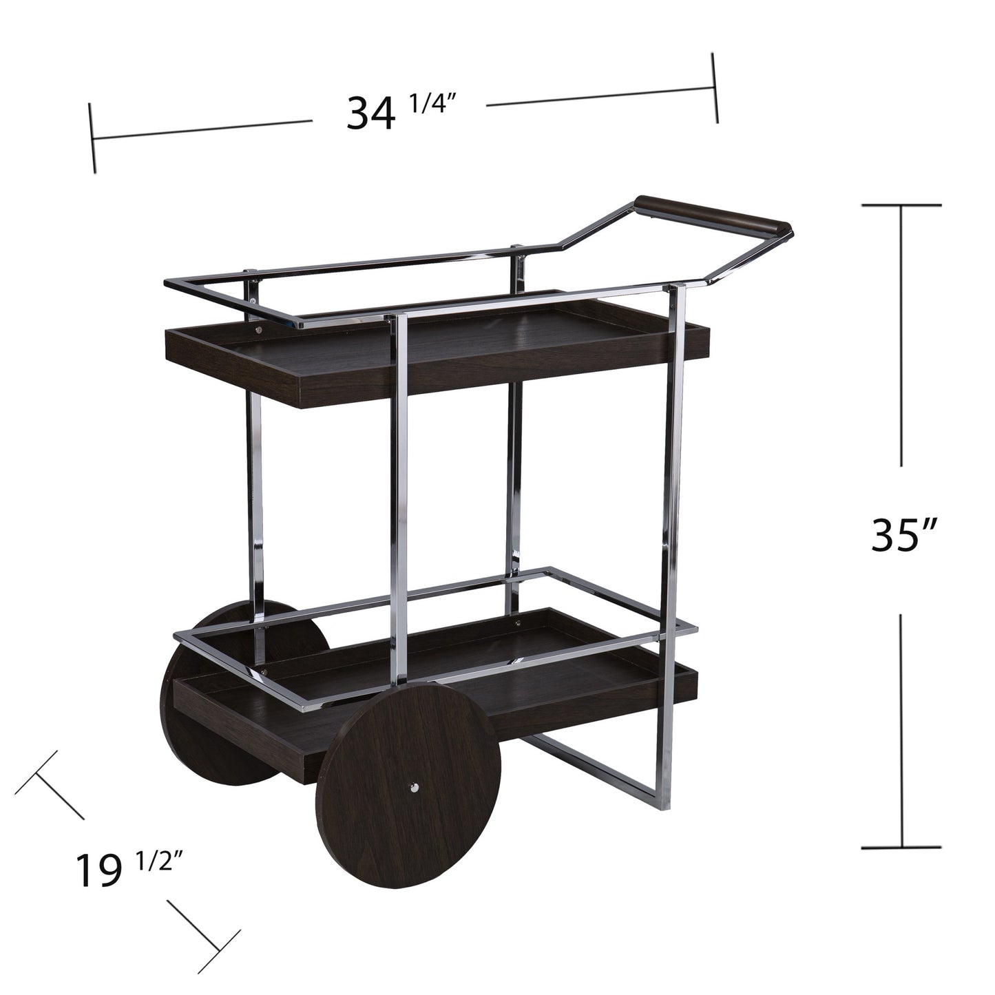 Brown and Silver Iron Rolling Bar Cart