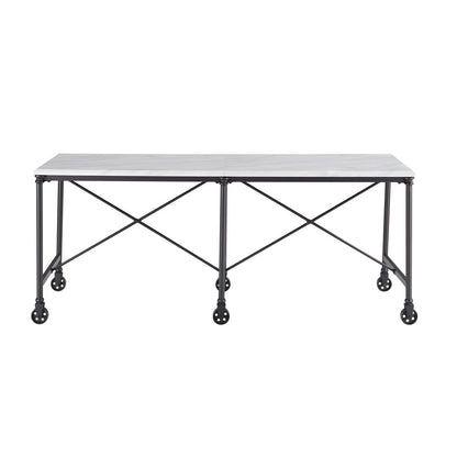 Black and White 70" Rolling Kitchen Island