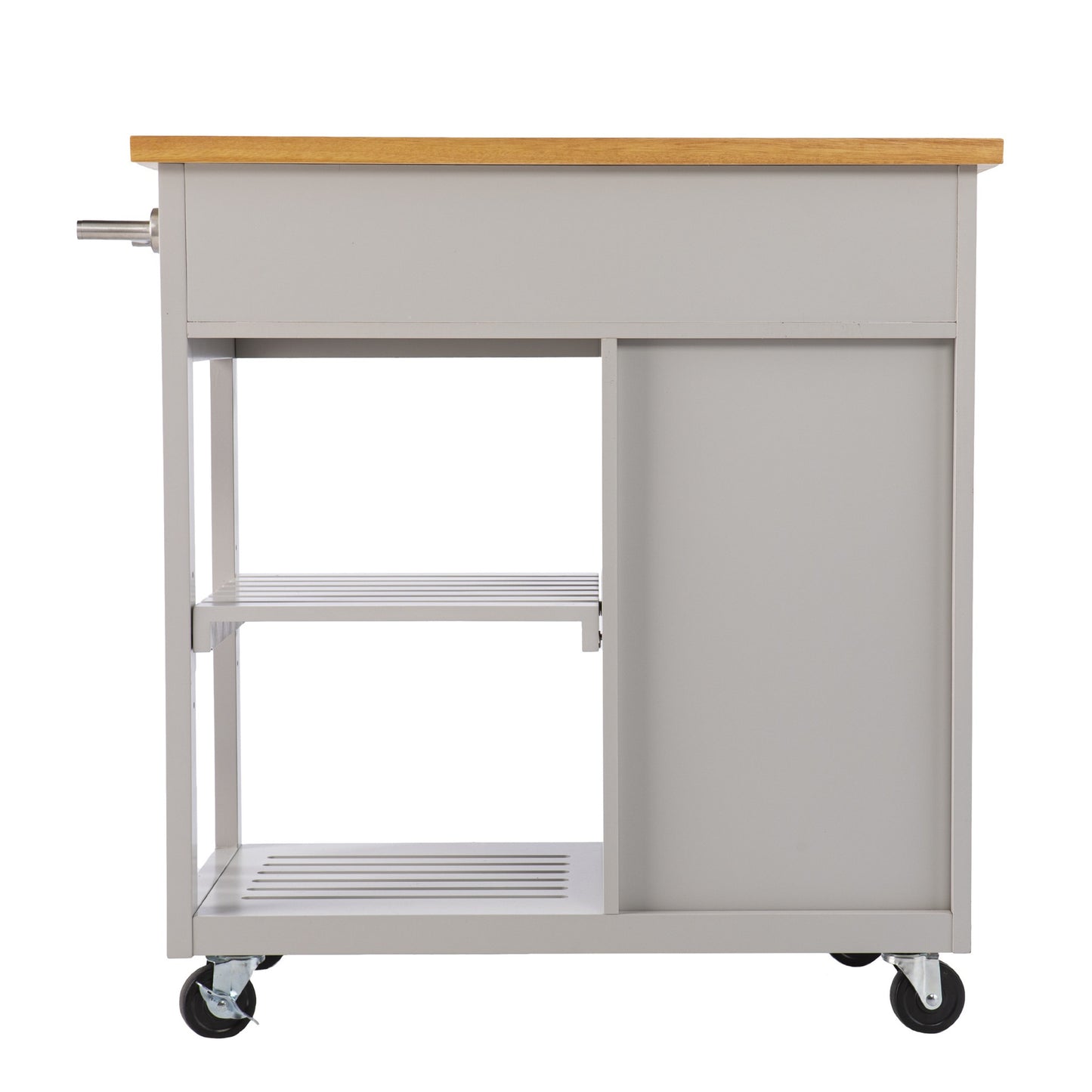 Gray and Natural 35" Rolling Kitchen Island With Storage