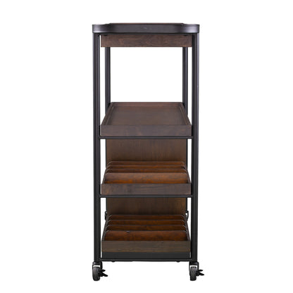 Brown Rolling Bar Cart