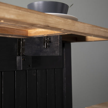 Black and Natural 44" Kitchen Island With Storage