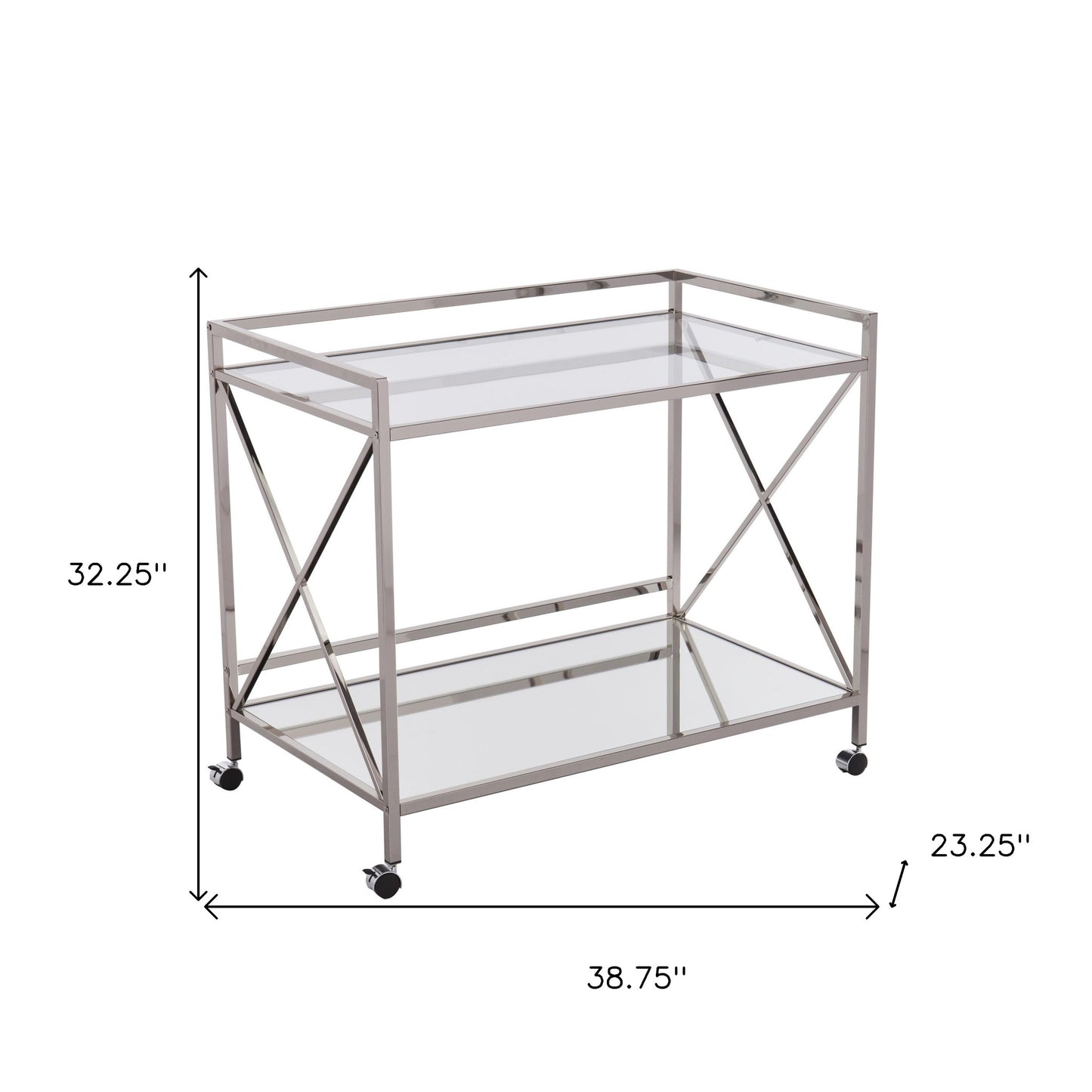 Silver Metal And Mirrored Glass Bar Cart