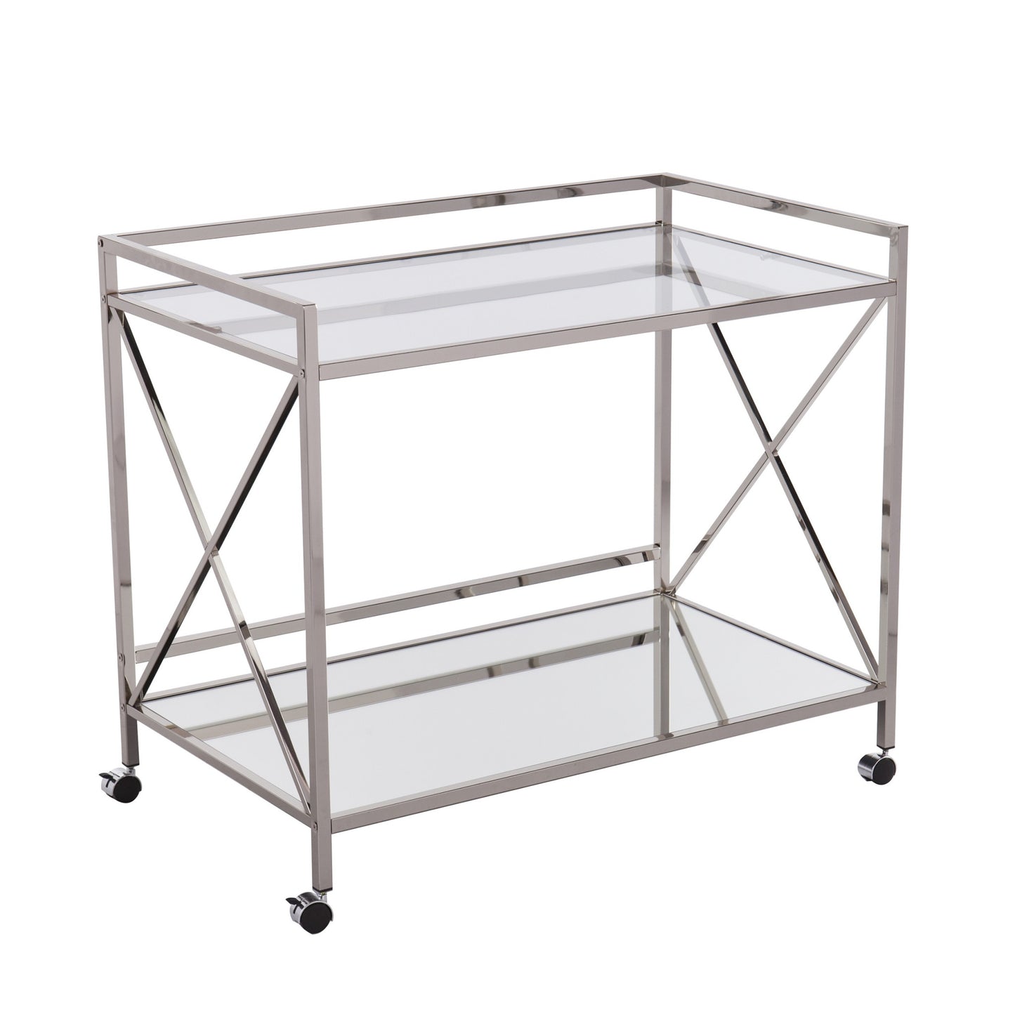 Silver Metal And Mirrored Glass Bar Cart