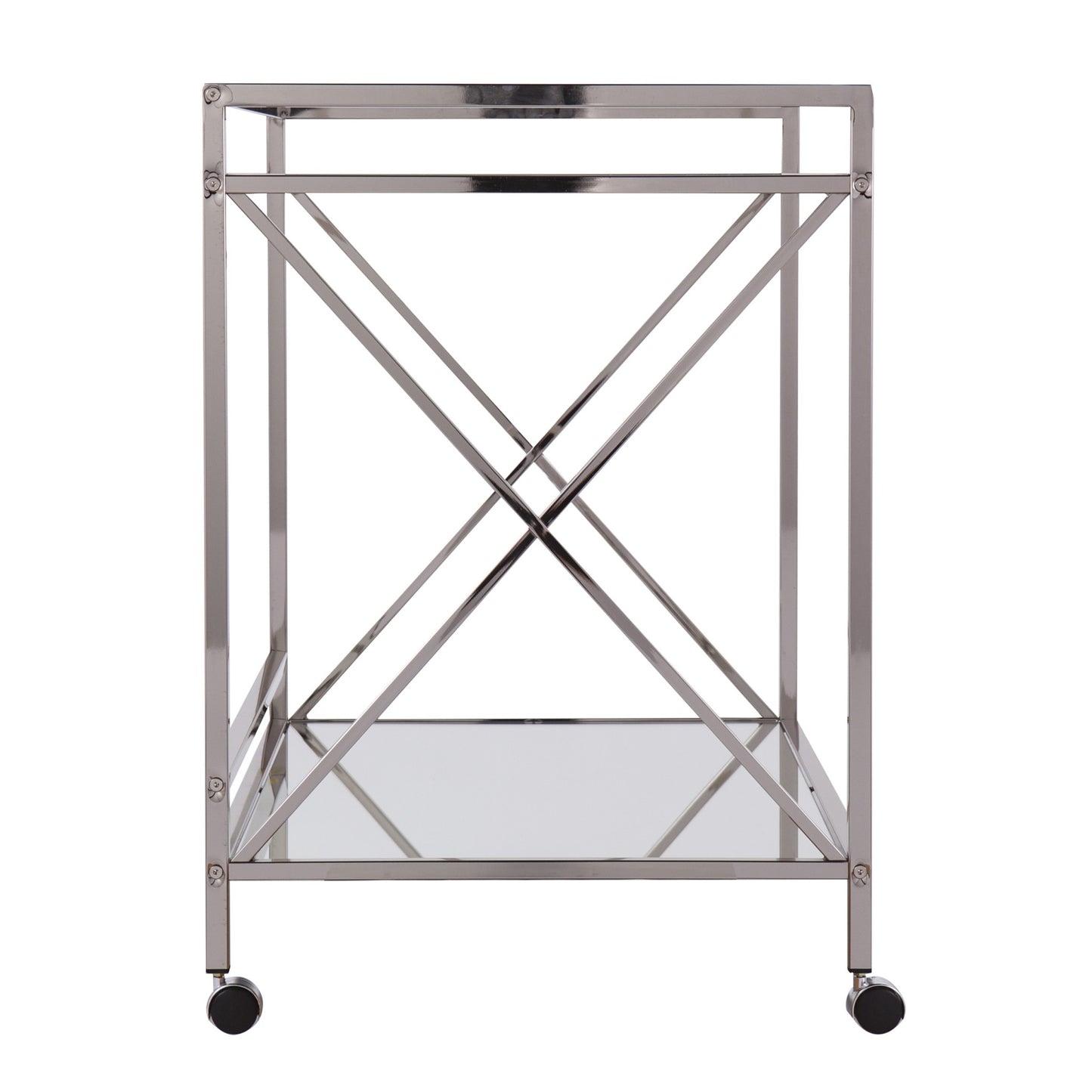 Silver Metal And Mirrored Glass Bar Cart