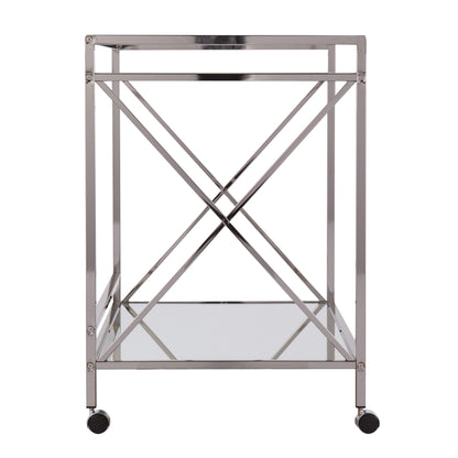 Silver Metal And Mirrored Glass Bar Cart