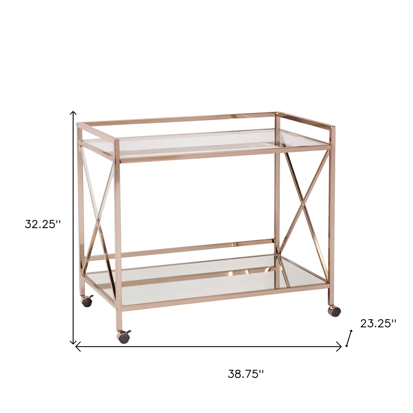 Gold Metal And Glass Rolling Bar Cart