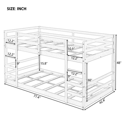 Pastel White Twin Over Twin Dual Ladder Bunk Bed