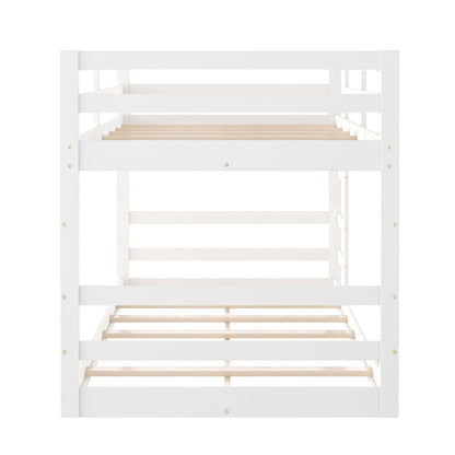 Pastel White Twin Over Twin Dual Ladder Bunk Bed