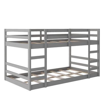 Pastel Gray Twin Over Twin Dual Ladder Bunk Bed