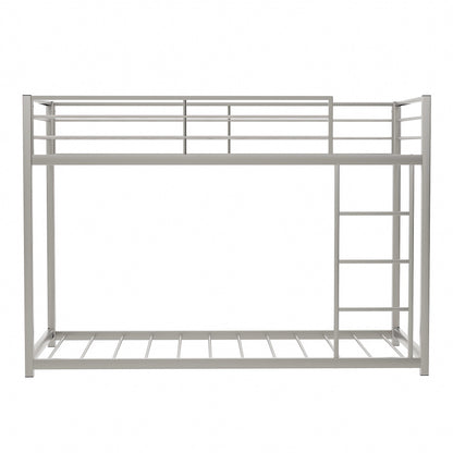 Silver Twin Over Twin Metal Low Bunk Bed