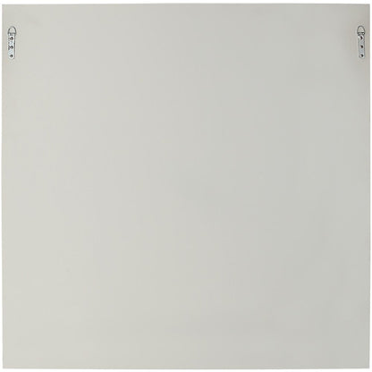 39" White Square Accent Wood Mirror