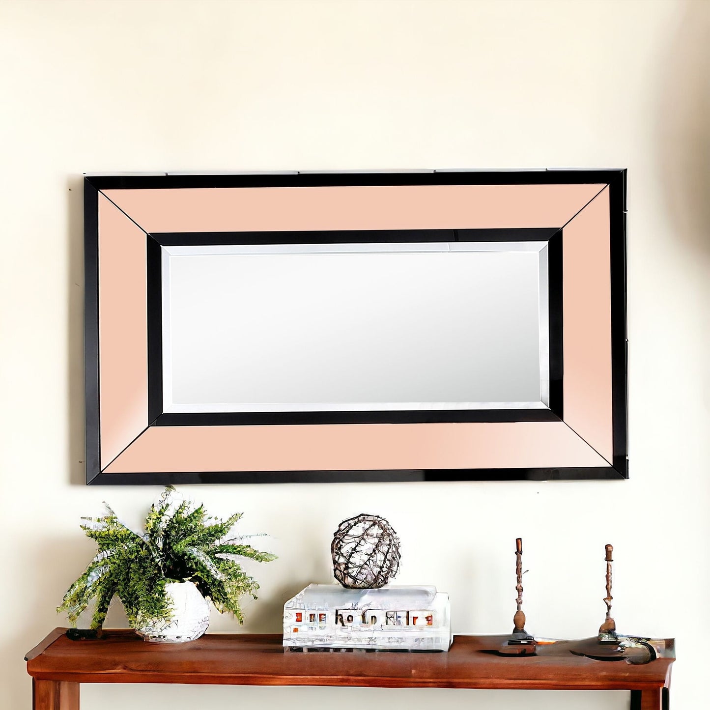 26" Rose Gold Wood Framed Accent Mirror