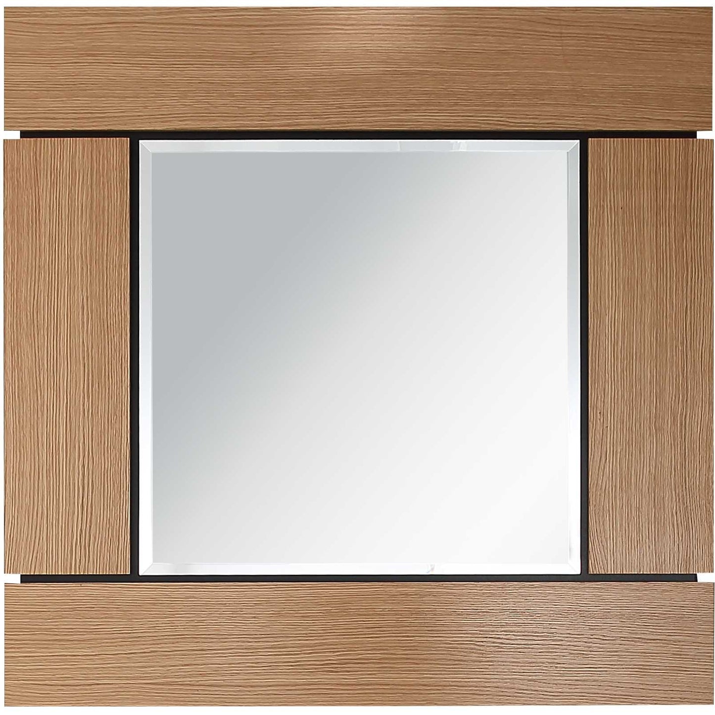 35" Brown Square Accent Wood Mirror