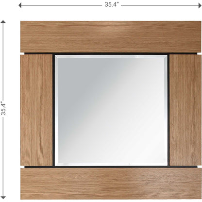 35" Brown Square Accent Wood Mirror