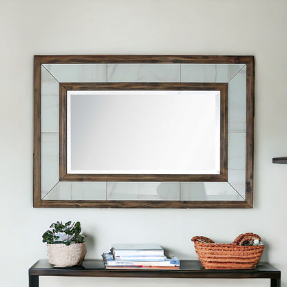 32" Brown Wood Framed Accent Mirror