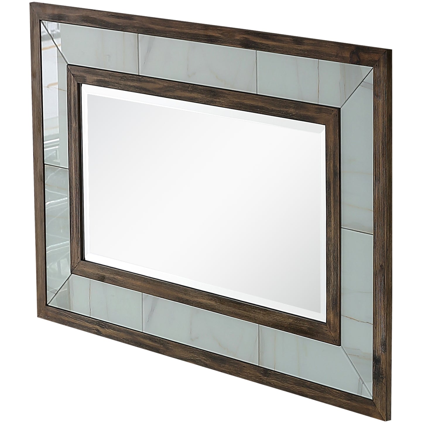 32" Brown Wood Framed Accent Mirror